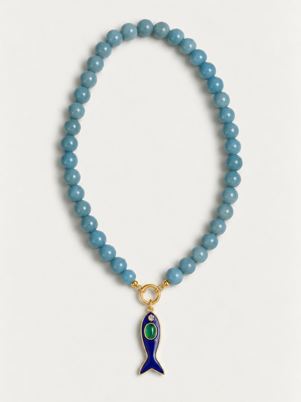 New! Blue Green Coastal Beaded Fish Sardine Necklace NWOT 3033